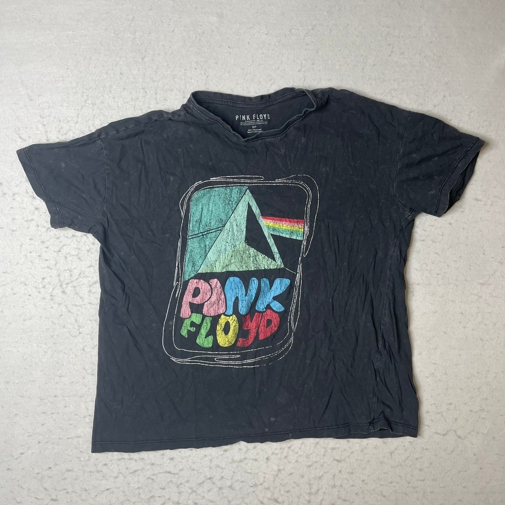 Pink Floyd Prism Logo T Shirt Black Short Sleeve Graphic Tee Size S P 2023